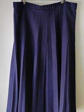 Alia Vintage 1980s Navy A-Line Wool Blend Pleated Skirt Plus Size XXL